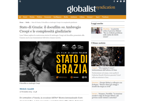 Globalist: Stato di Grazia: il docufilm su Ambrogio Crespi e le complessità giudiziarie