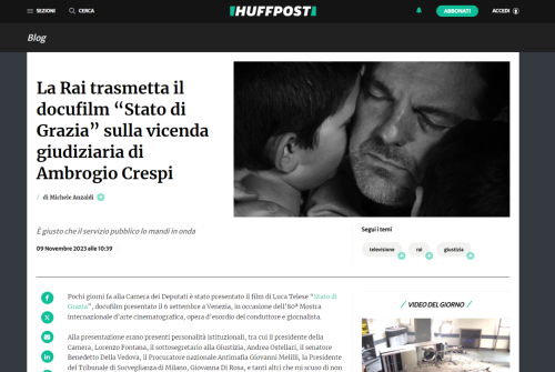 HuffPost: La Rai trasmetta il docufilm “Stato di Grazia” sulla vicenda giudiziaria di Ambrogio Crespi