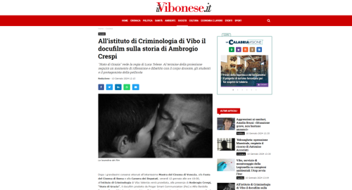 Il Vibonese: All’istituto di Criminologia di Vibo il docufilm sulla storia di Ambrogio Crespi