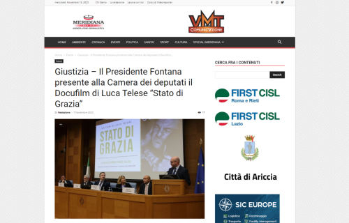 Meridiana Notizie: Giustizia – Il Presidente Fontana presente alla Camera dei deputati il Docufilm di Luca Telese “Stato di Grazia”