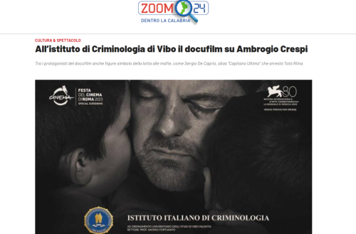 Zoom 24: All'Istituto di Criminologia di Vibo il docufilm su Ambrogio Crespi